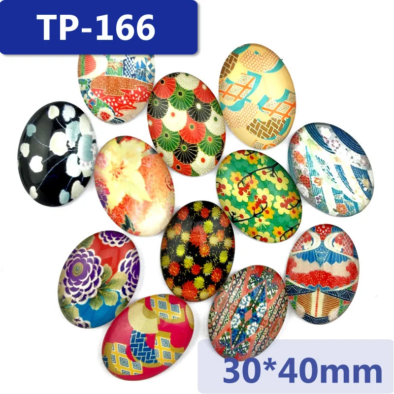 

30*40mm oval glass cabochon pictures mixed pattern fit base setting for jewelry embellishment flatback 10pcs/lot TP-166-O