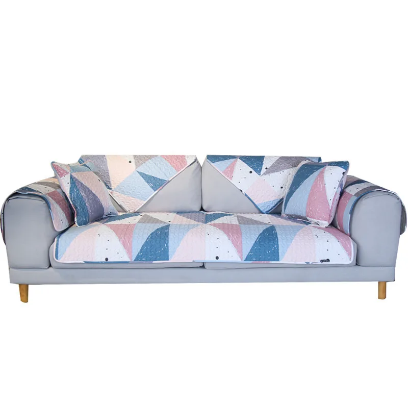 Colorful Diamond Geometry Sofa Cover Cotton Non-Slip Towel Chair Covers Mats Living/Drawing Room L-Shaped | Дом и сад