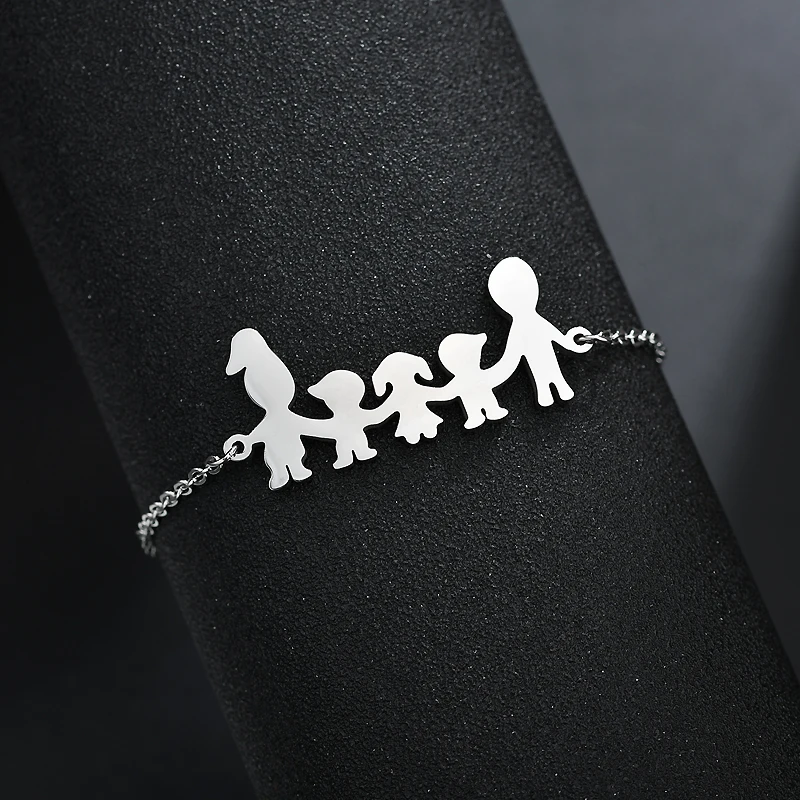 YUKAM Stainless Steel Personalized Love Mother Dad Daughter Son Bracelets Girls Boys Family is Forever Female Jewelry | Украшения и