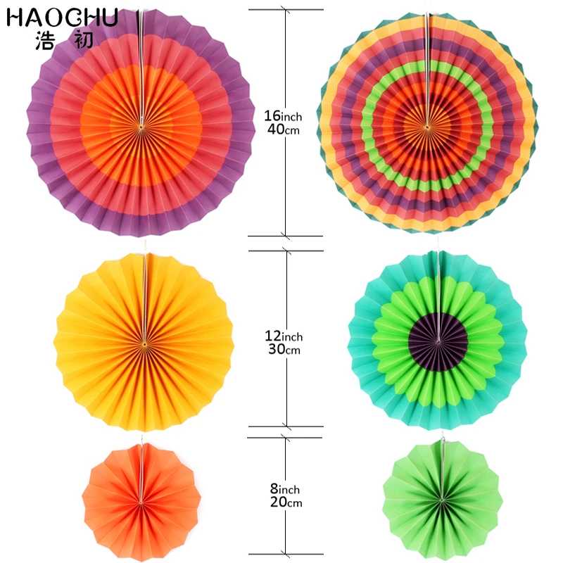 HAOCHU 6 шт./компл. DIY Свадебные аксессуары разных размеров бумажные веерные цветы