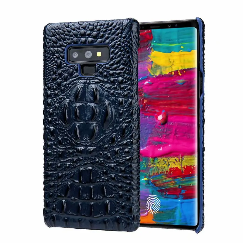 Чехол из натуральной кожи для Samsung Galaxy S8 S9 S10 плюс s9Plus Чехол класса люкс с рисунком «крокодил» головной телефон чехол для Galaxy Note 8 9 крышка - Цвет: Синий