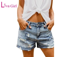 liva girl summer vintage faded and distressed jean shorts with pockets 2020 plus size woman casual hole hot short denim s xxl