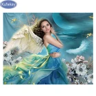 Алмазная живопись, вышивка крестиком, красавица, сказочный ангел, пляж, алмазная вышивка, полная круглая картина из мозаики и бриллиантов, украшение для дома для девочек