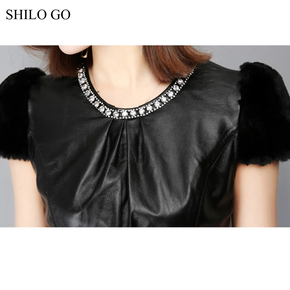 Женское кожаное платье SHILO GO весеннее модное из натуральной овечьей кожи