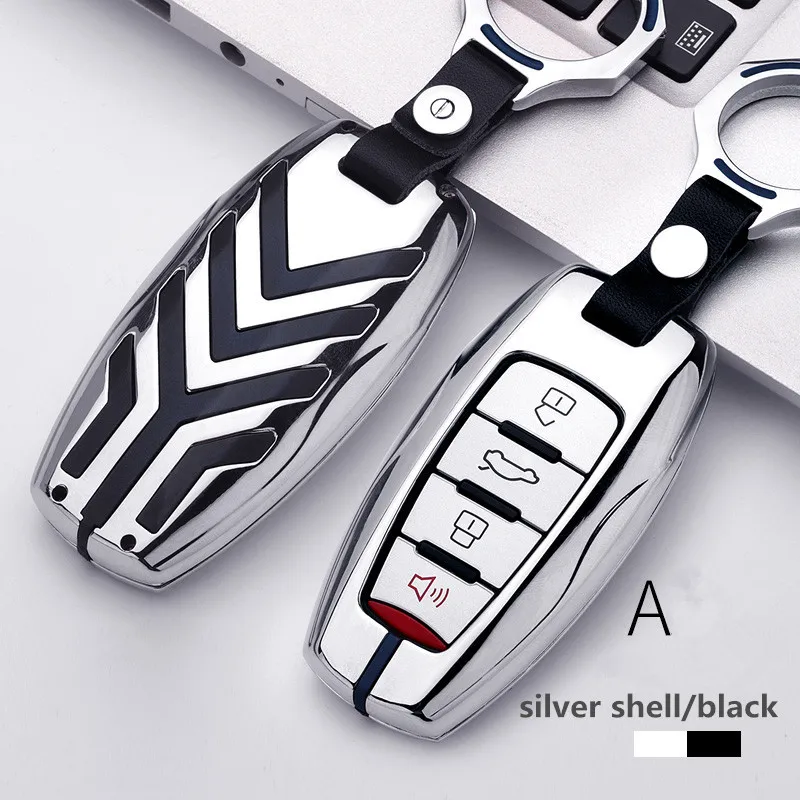 B-sliver black GMW H6 Samrt Автомобильный ключ крышка цветная полоса цинковый сплав пульт дистанционного управления брелок Оболочка Чехол брелок кожа для Great Wall Haval Coupe H7 H8 H9 - Название цвета: B-sliver black
