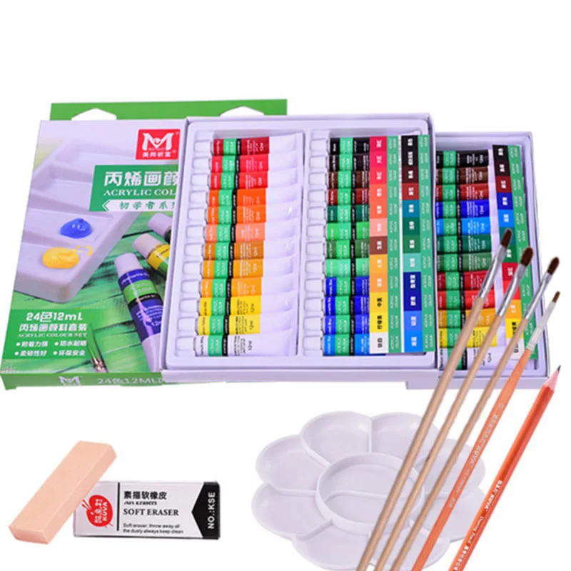 Rich Acrylic Pigment 24 Color Suit Beginner Painting Graffiti Wall Painted Paints Pigments Paint Set | Канцтовары для офиса и