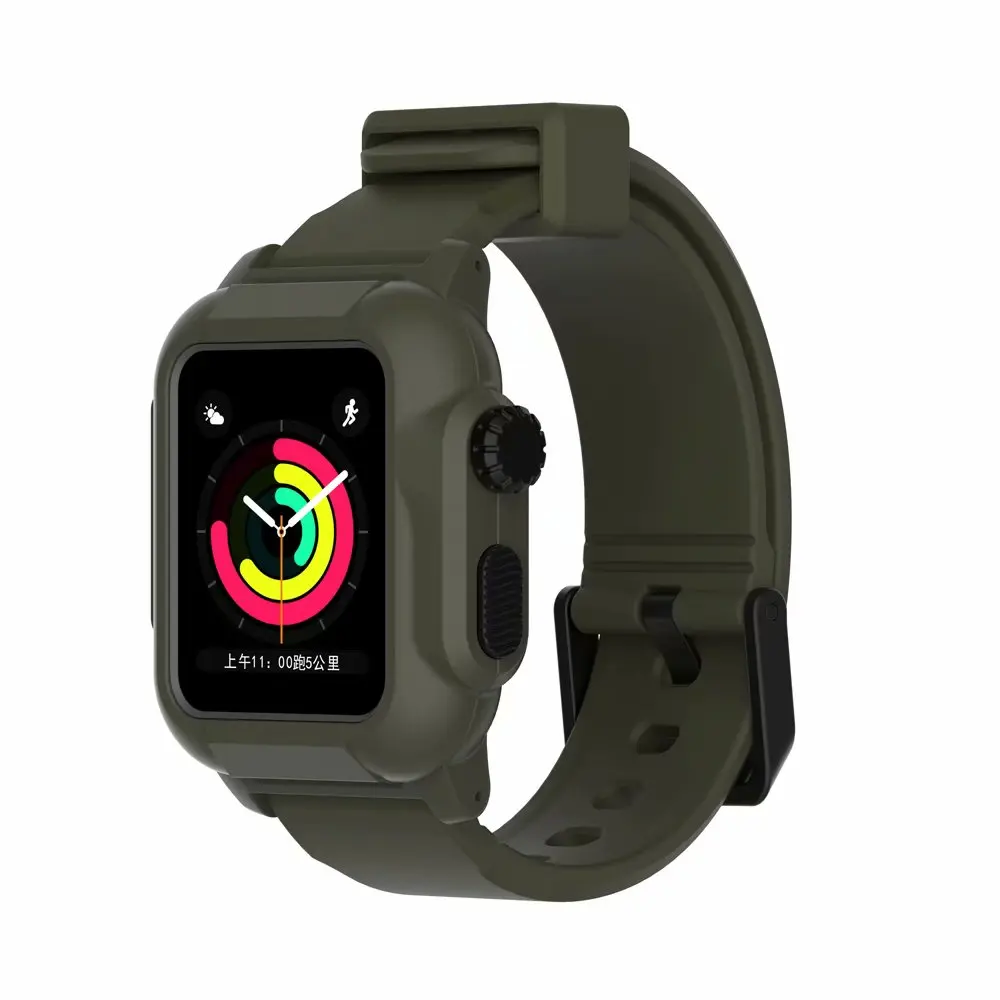 

Waterproof Watch Frame with Strap for iWatch Series SE/6/5/4/3/2 Sport Silicone Bracelet+Case for Apple Watch Band 44mm 40/42mm