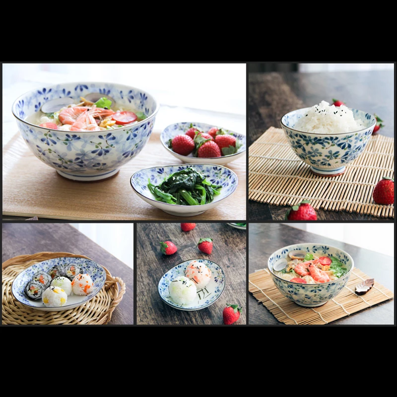 Набор керамических столовых приборов комплект из 11 предметов с цветочным