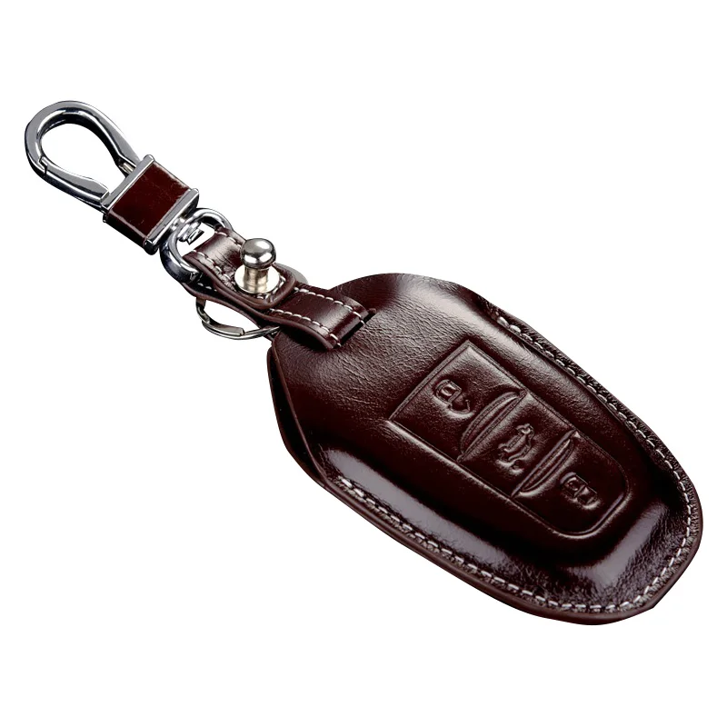Чехол для ключей для Citroen C4 C5 Aircross C6 Keyless удаленного Smart Key Fob кожаный чехол для peugeot 408 508 2008 4008 аксессуары - Название цвета: dark brown