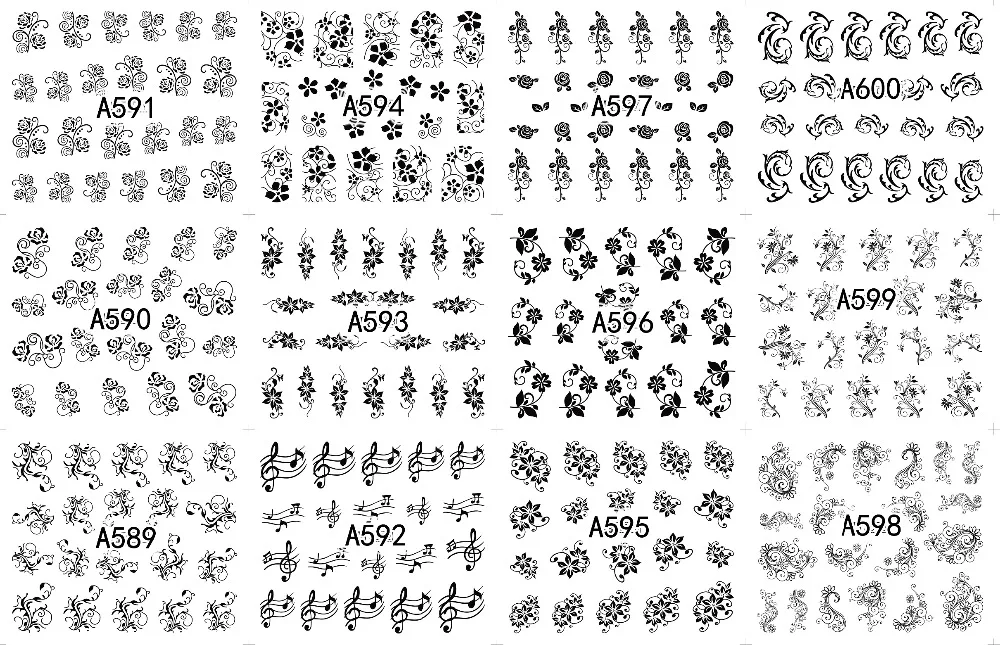 12 sheets lot water transfer nail art decorations stickers decals manicure nails supplies tool Cute animal cat dog rabbit
