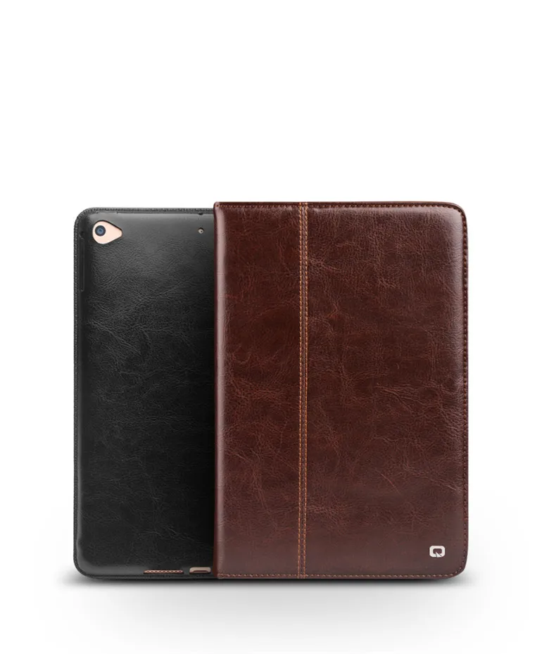 QIALINO Модный чехол из натуральной кожи для iPad mini 5 Smart Stand откидной порода автоматический спящий режим чехол для планшета