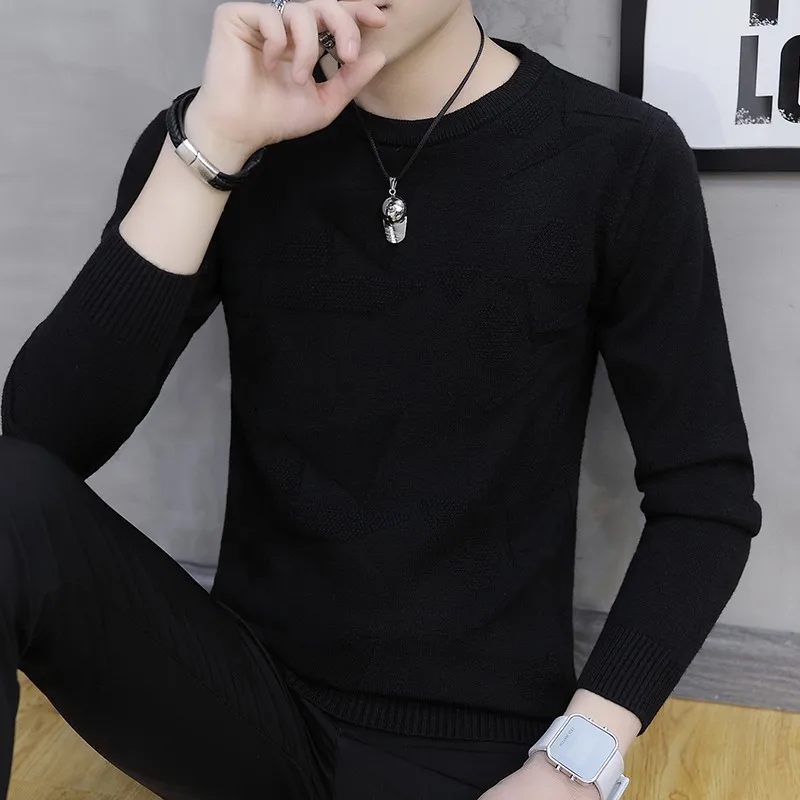 Мужской трикотажный свитер с круглым вырезом и длинным рукавом | Мужская одежда