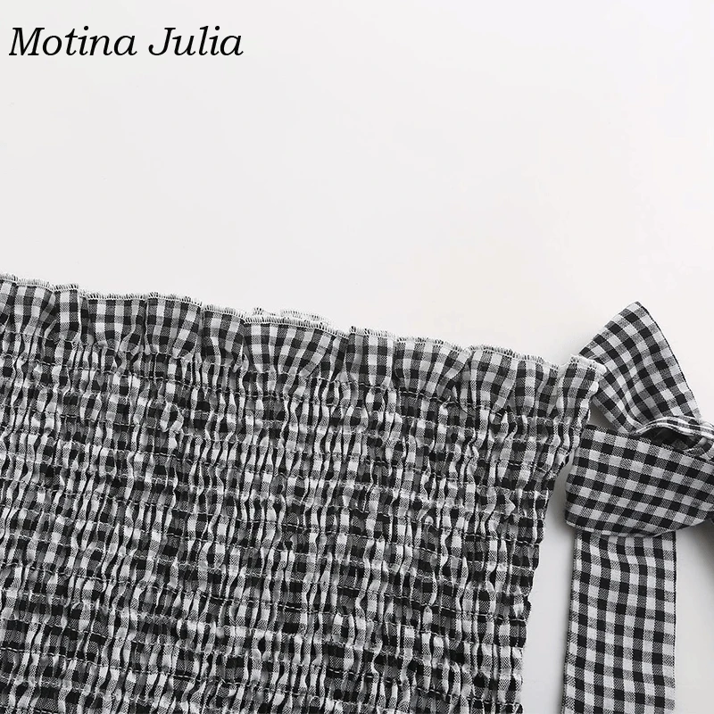 Motina Julia Винтаж Платье с принтом в клетку для женщин из двух частей платье