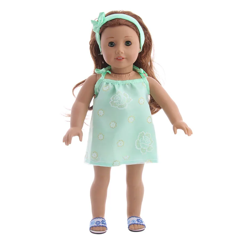 LUCKDOLL Soft Sling Dress+Head Band Fit 18 Inch American 43cm BabyDoll Clothes Accessories Girls Toys Generation Birthday Gift | Игрушки и