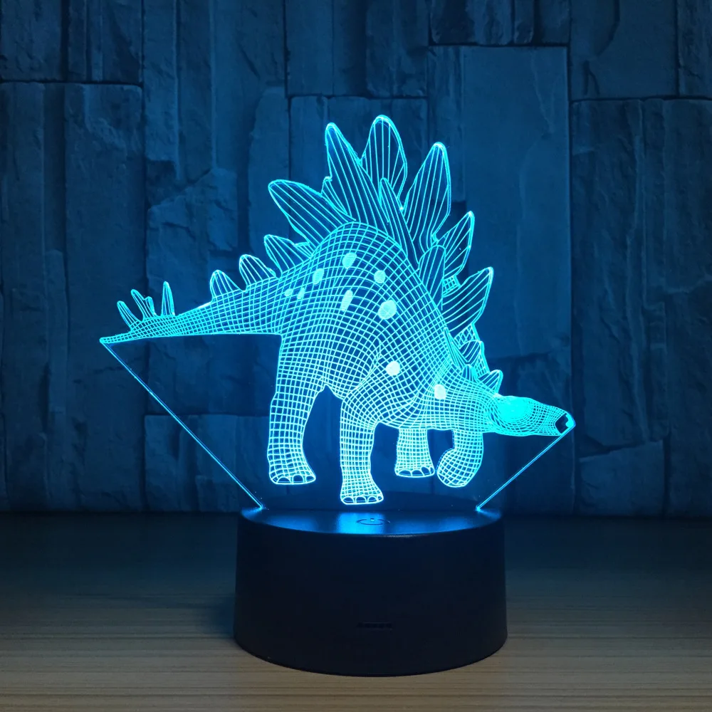 Красочный милый динозавр 3D ночник визуальный USB сенсорный светодиодный