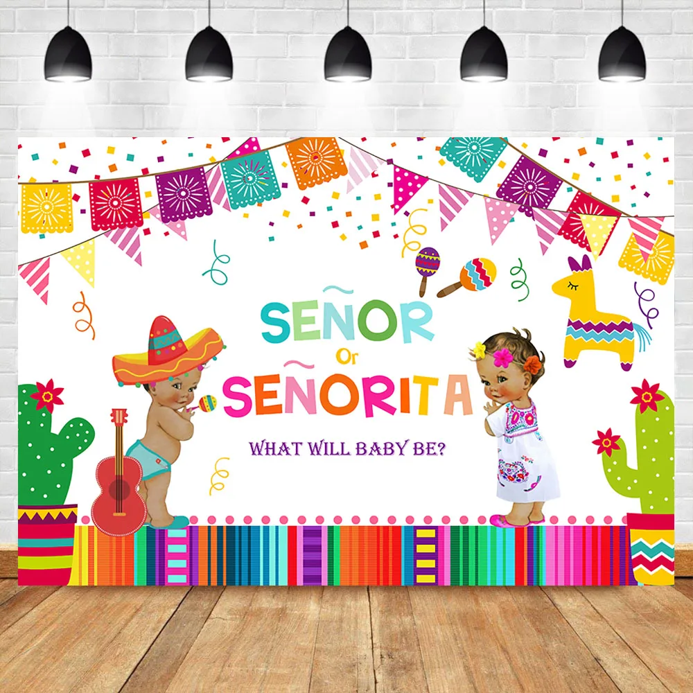 Neoback Мексиканский праздник пол раскрываемый фон Senor или Senorita для вечеринки в