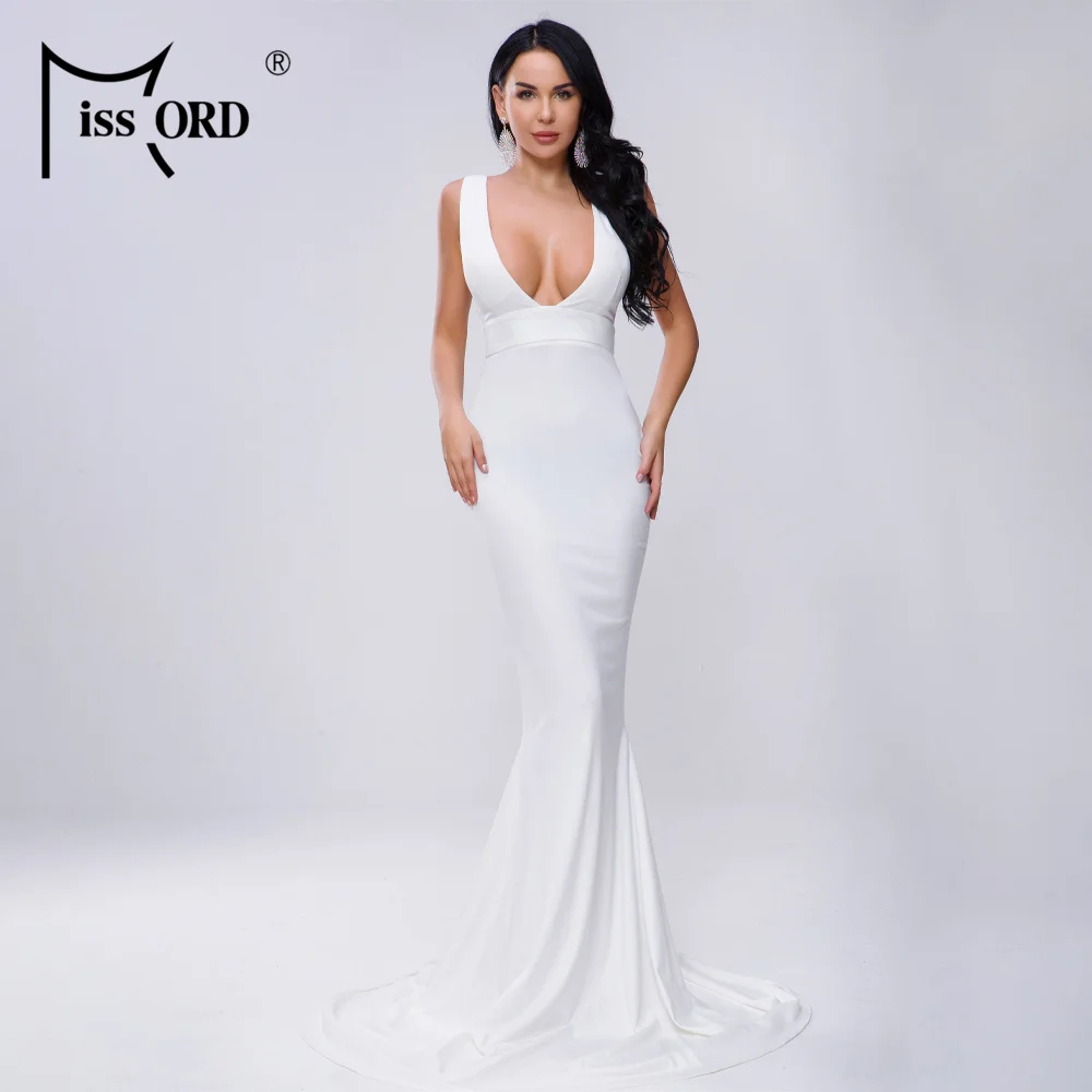 Missord 2019 Для женщин сексуальная нерегулярные шеи с плеча спинки платья женские