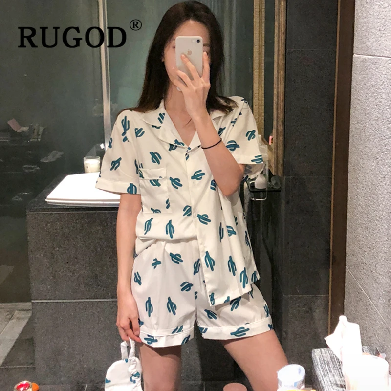 Пижама с коротким рукавом RUGOD Летняя Повседневная для девушек 3 шт. 2019|Комплекты