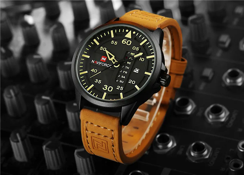 NAVIFORCE Luxury Brand Дата Японии Movt Квадратной Мужчины Кварцевые Casual Часы Армии Военные
