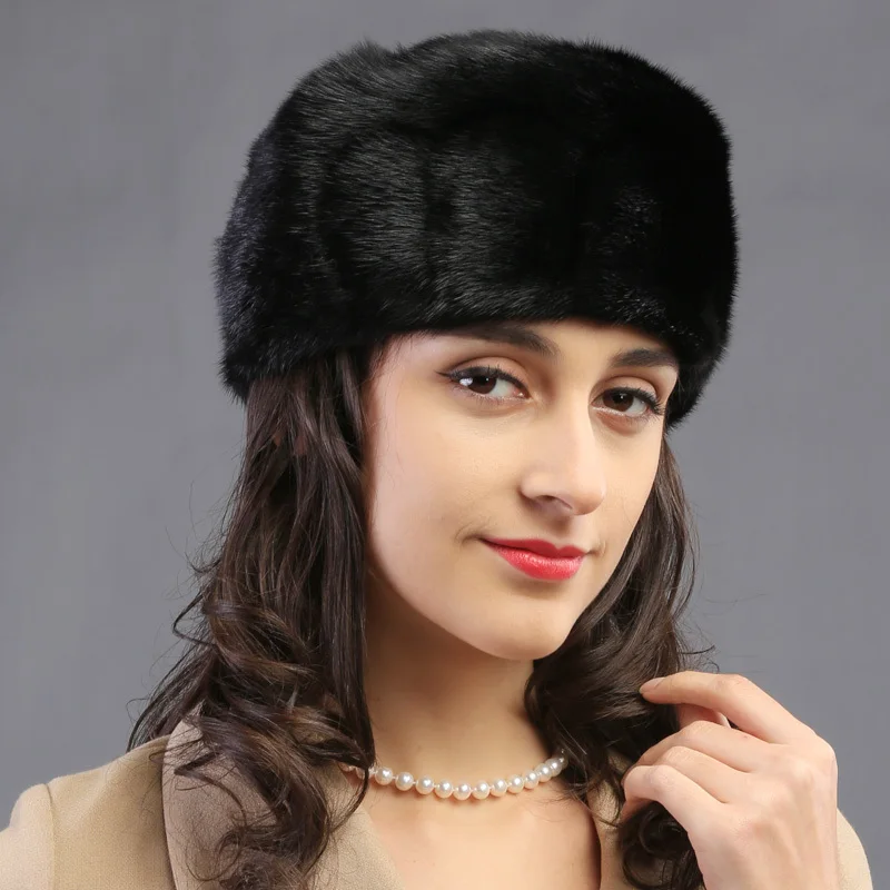 2018 осень-зима супер теплая зимняя женская шапка из натурального меха норки Рекс