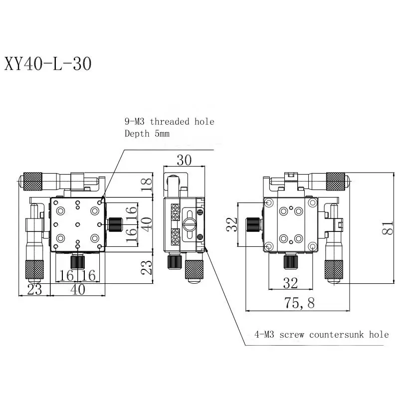 XY axis 40*40 платформа с ручным смещением фотометрический Тип направляющей
