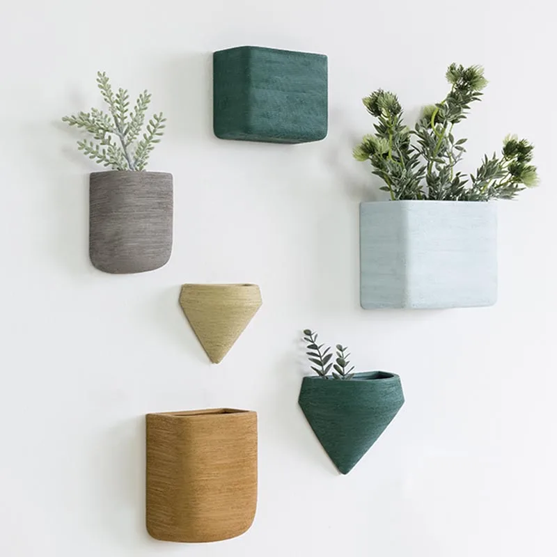 

Nordic ins Creative Wall Planter Home Living Room Cafe Restaurant Hanging Flower Pot Wall Vase Artificial Plant for Holder Decor