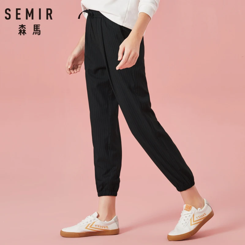 Женские укороченные полосатые брюки SEMIR с эластичным поясом на шнуровке