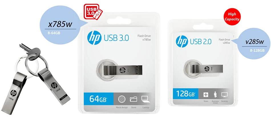 hp x785W брелок металлический USB3.0 USB флеш-накопитель 16 ГБ 32 ГБ 64 ГБ 128 ГБ высокоскоростной USB накопитель ключ карта памяти Бесплатный подарок