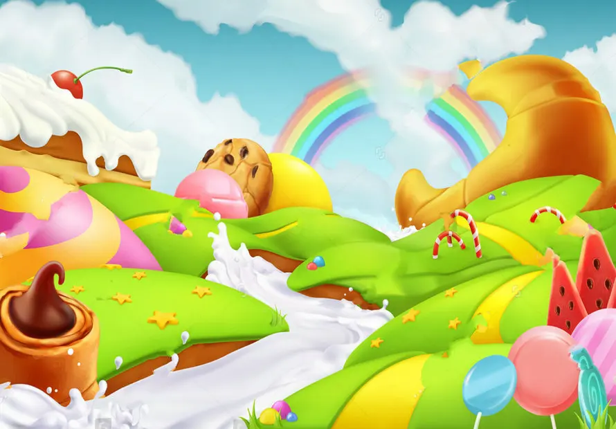 candy cake Sweet Landscape Rainbow clouds photo backdrop Vinyl cloth High quality Computer print children kids background | Электроника