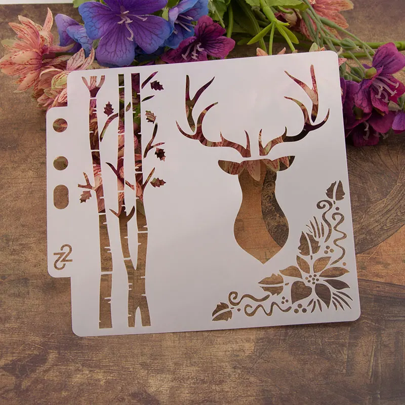 

13cm 5.1" Christmas Deer DIY Layering Stencils Wall Painting Scrapbook Coloring Embossing Album Decorative Paper Card Template