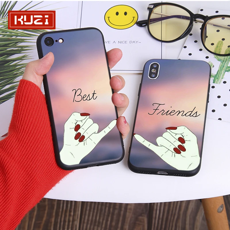 Kuzi Best Friend Forever чехол для Iphone X XS 8 7 6 6s Plus Coque Fundas Capa Мягкий ТПУ силиконовый Роскошный