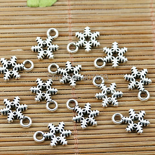 

80pcs tibetan silver tone 2sided little snowflake charms EF1728