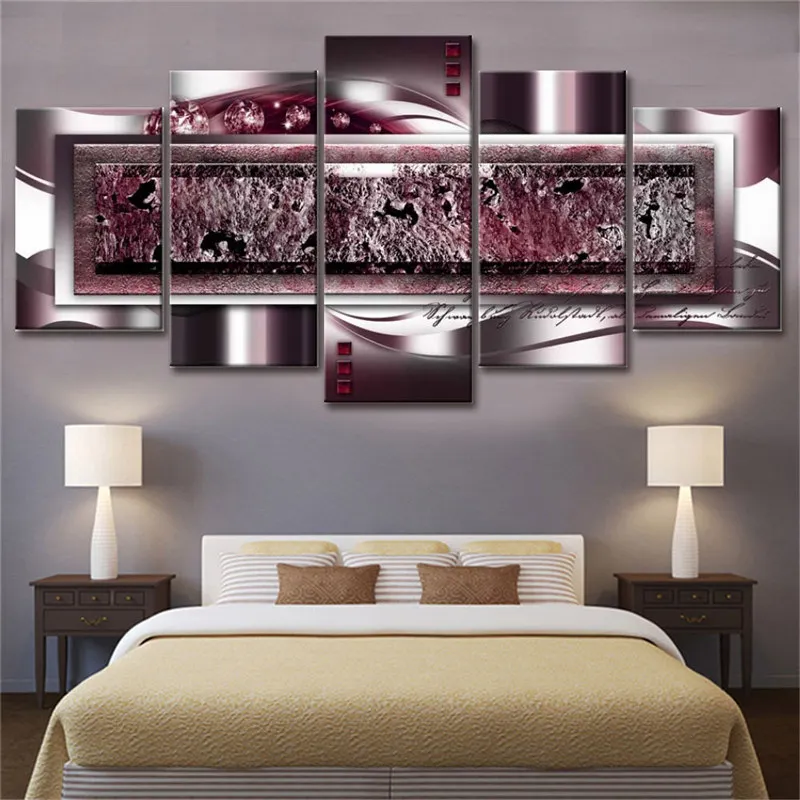 5 Pieces White Spherical Prints Canvas Art Abstract Painting Diamonds Wall Modular Pictures for Living Room Home Decor|Рисование и