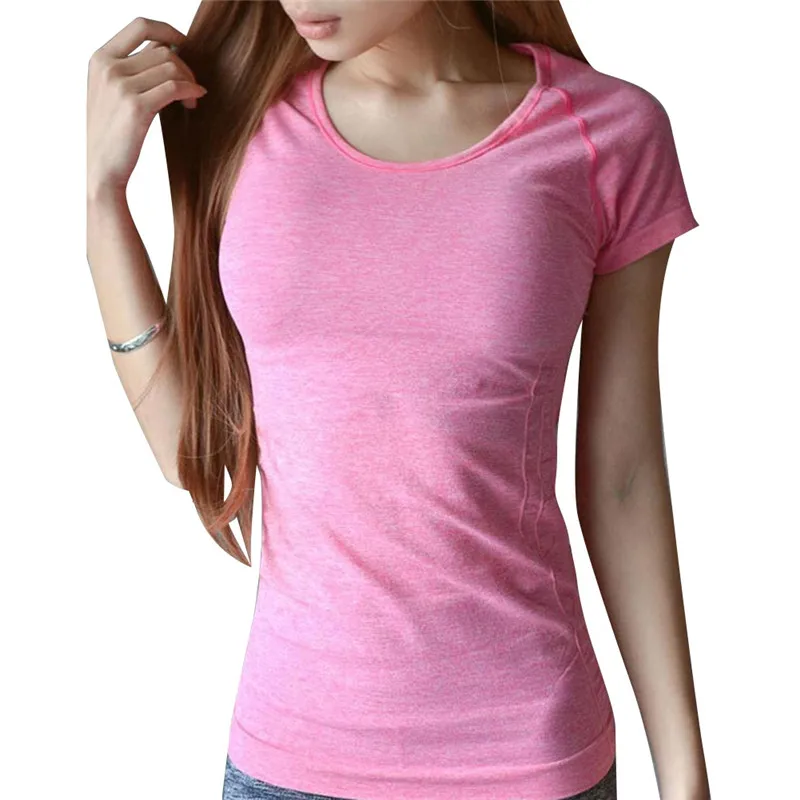 Горячая Распродажа, быстросохнущая Женская одежда с коротким рукавом для фитнеса, футболки, футболки для тренажерного зала, компрессионные колготки, спортивные футболки