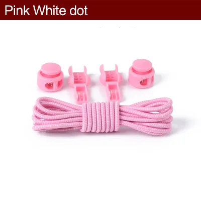Pink White dot 1 пара упругих шнурков без завязок для женщин, мужчин, детей, тренировочных кроссовок для бега, спортивных кроссовок, шнурков - Цвет: Pink White dot