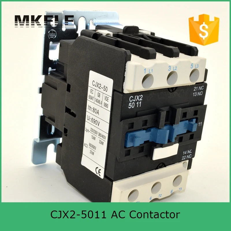 CJX2 5011 3P + NO NC 50A Номинальная катушка 380 В 36 в 110 220 напряжение трехфазный контактор