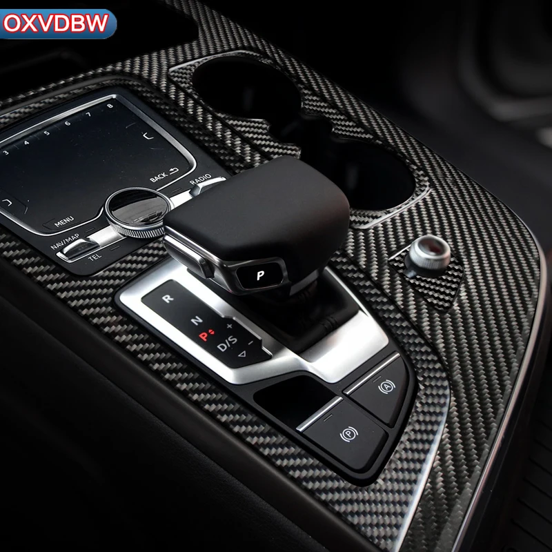 

For Audi Q7 accessories 2016 2018 LHD RHD Car styling Interior Carbon Fiber Stickers Door Gear Panel Steering Wheel Decoration