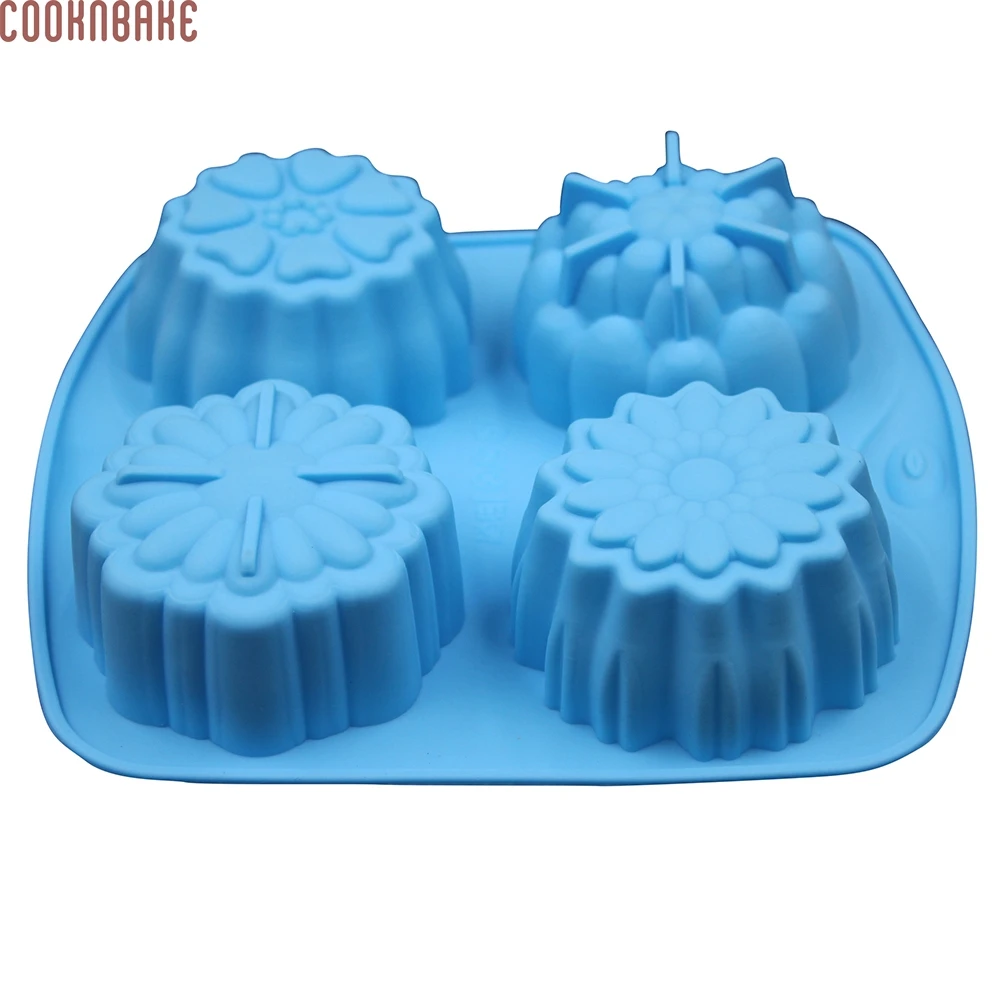 COOKNBAKE Цветочная силиконовая форма для мыла ручной работы из смолы 4 отверстия