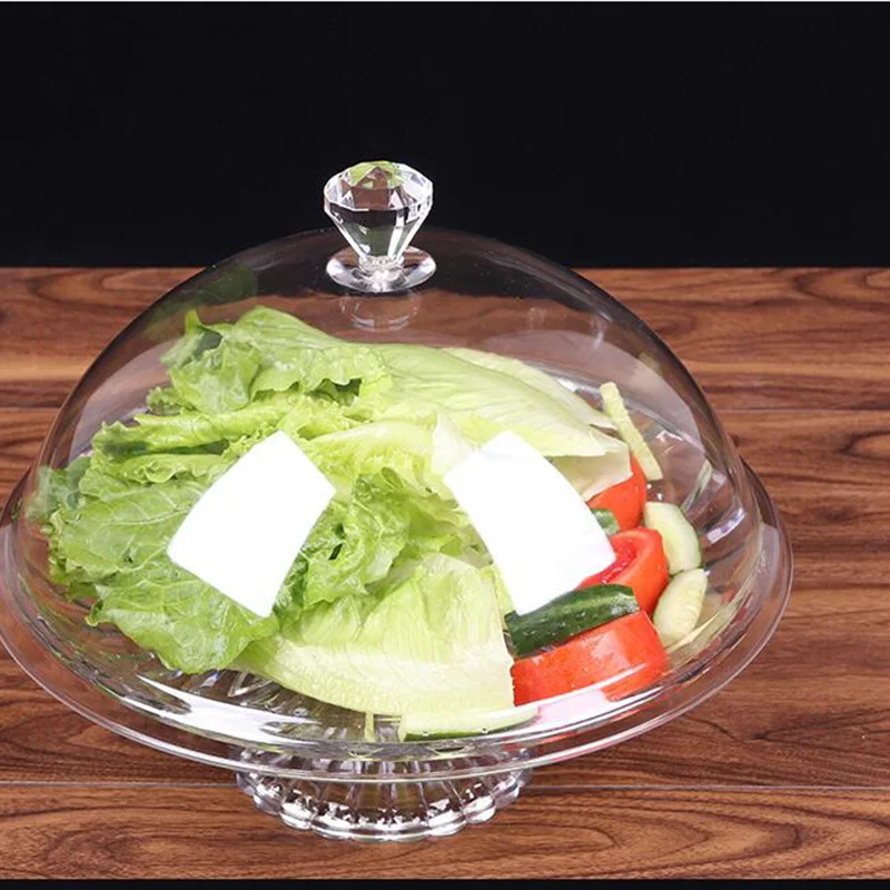 Highly Transparent Acrylic Food Cover PC Snack Display Domes Lid for Cake Fresh Dish Fruit Dessert