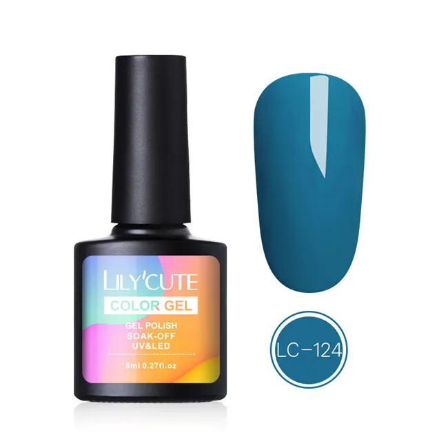 LC 124 LILYCUTE 8 мл гель для ногтей с блестками лак для живого кораллового апельсина чистый цвет для ногтей Полупостоянный отмачиваемый УФ светодиодный гель лак для ногтей - Цвет: LC 124