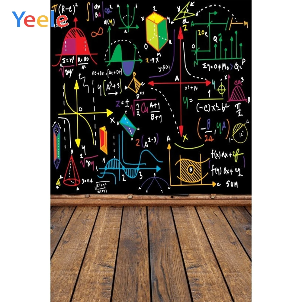 Фоны для портретной фотосъемки школьников Yeele с доской математикой из дерева для фотостудии