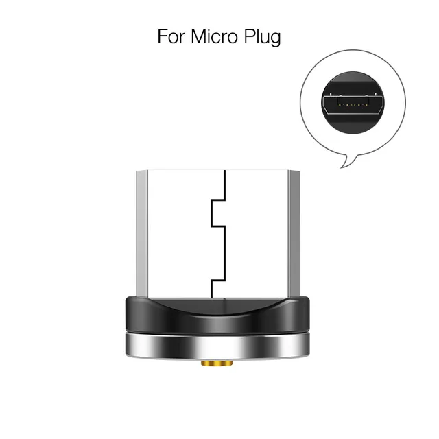 plug for Micro Cafele светодиодный магнитный USB кабель для iPhone, Micro USB кабель, USB C Магнитный зарядный нейлоновый кабель для телефонов samsung Xiaomi huawei - Цвет: plug for Micro