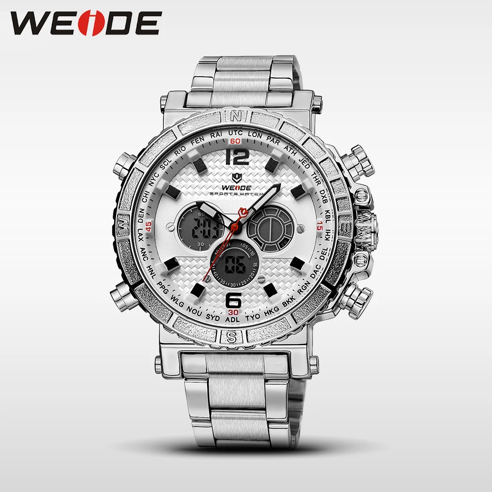 WEIDE мужской роскошный бренд часов спортивные цифровые часы из нержавеющей стали