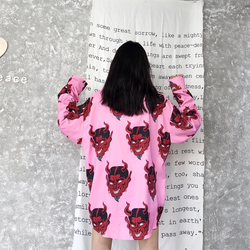 

Harajuku style autumn style Women's Clothing Blouses chic cartoon oversize shirts ulzzang woman tops blusas mujer de moda new