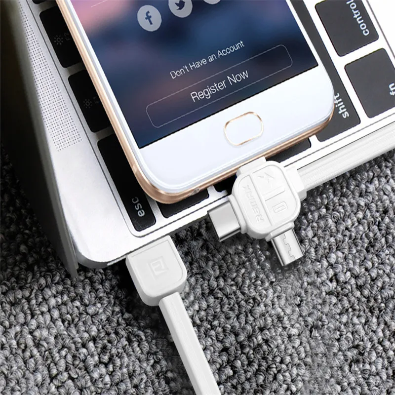 REMAX 3в1 usb type C 8pin USB кабель для Micro usb кабель для передачи данных TPE зарядный кабель для передачи данных для iphone для xiaomi huawei