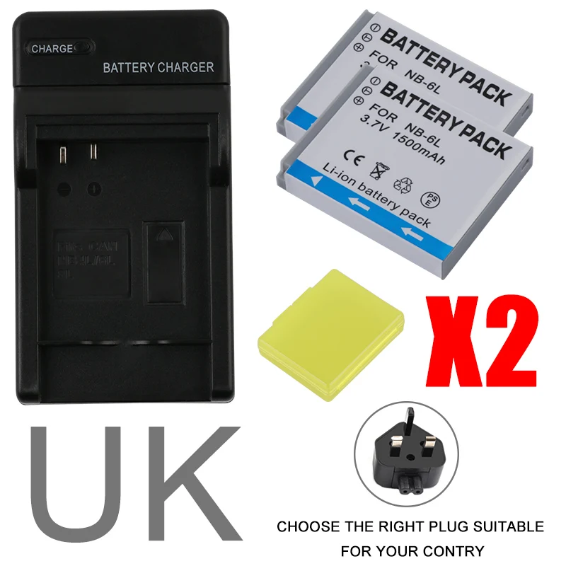 UK Титановый Электролитный электрод со случайно выбранным NB-6L NB-6LH NB 6L 6LH NB6L Батарея+ ЖК-дисплей двойной Зарядное устройство для Canon IXUS 85 см, 95 см-SX275 SX280 SX510 PowerShot D10 S90 SD1200 200 - Цвет: UK