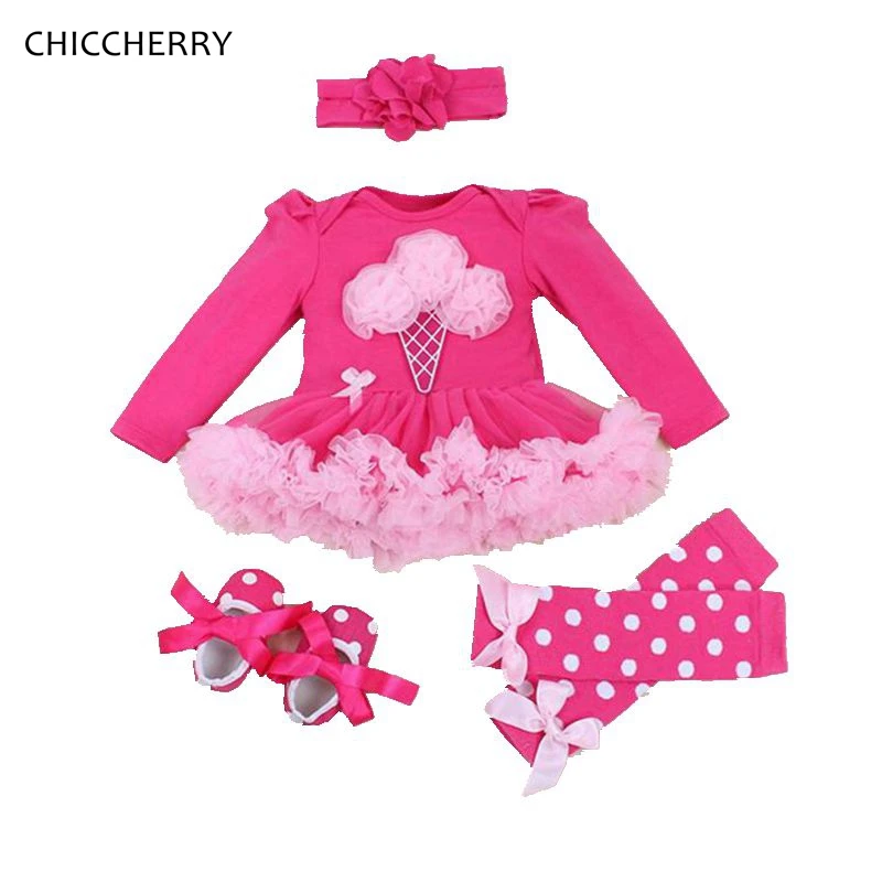 Сладкий Платье для маленьких девочек 4 шт. мороженое Кружево платье-пачка