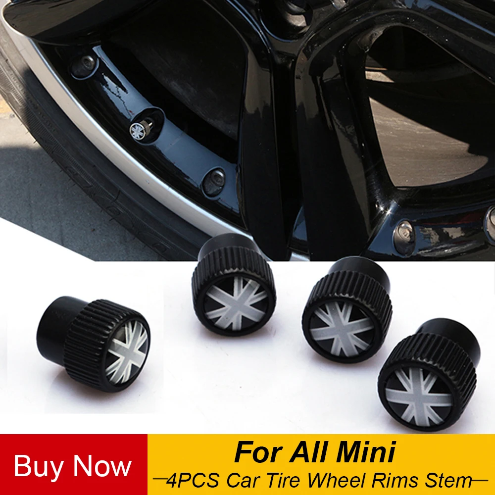 

Universal 4PCS Union Jack Car Tire Wheel Rims Stem Air Valve Caps Case Cover For Mini Cooper JCW Countryman Clubman Car Styling