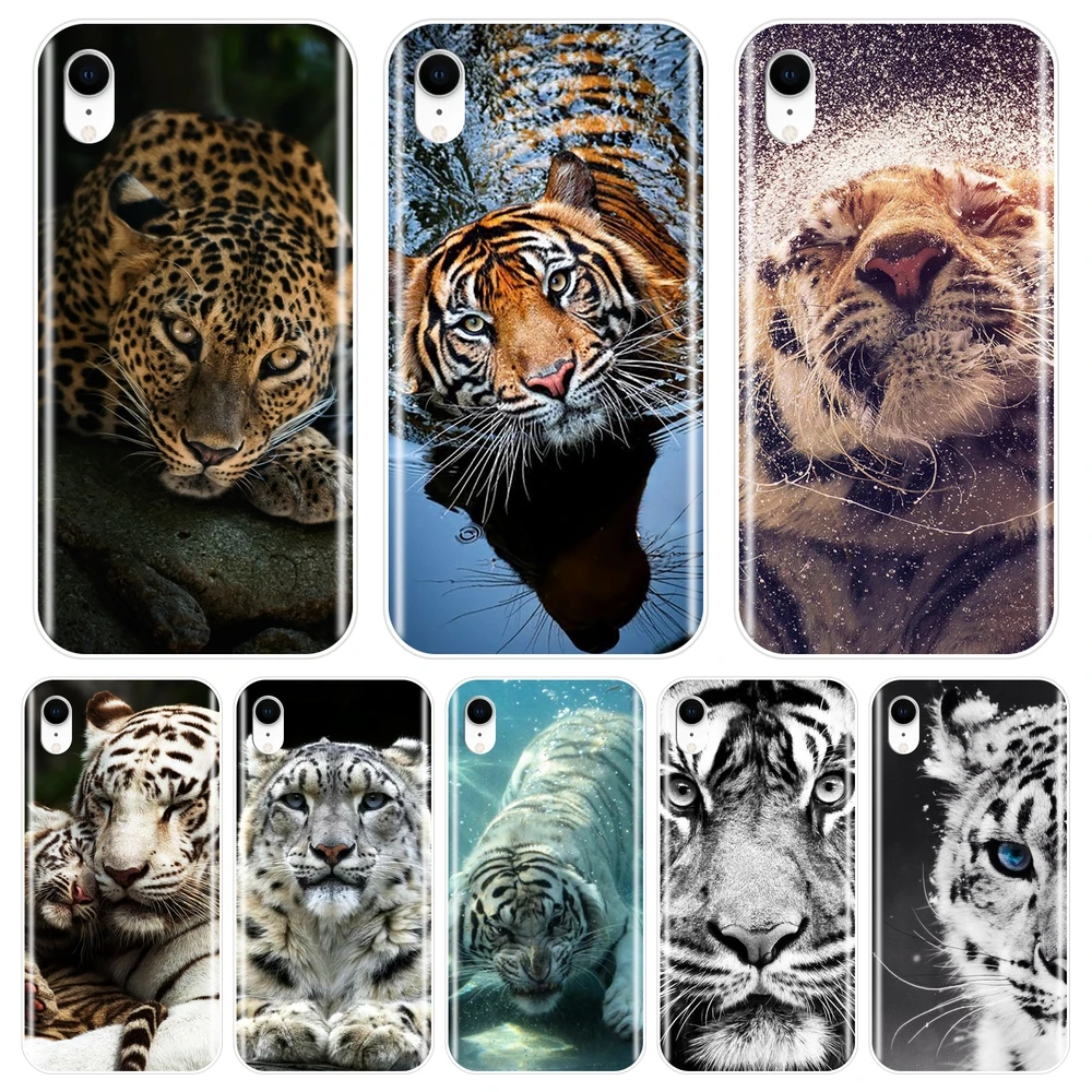 Чехол для телефона силиконовый iPhone 6 S 7 8 X XR XS Max Tiger Leopard Panther Cool Мужская мягкая