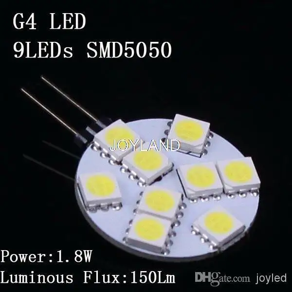 

1,8 W SMD5050 9LED s G4 LED 12v светильники, светодиодная лампа теплого белого света, прожектор